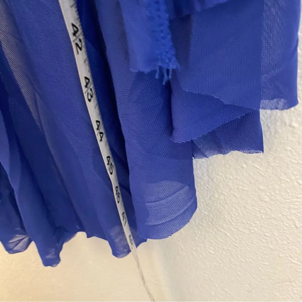 Revolution Dance royal blue dress Leotard costume RC19746 hi low mesh SA adult